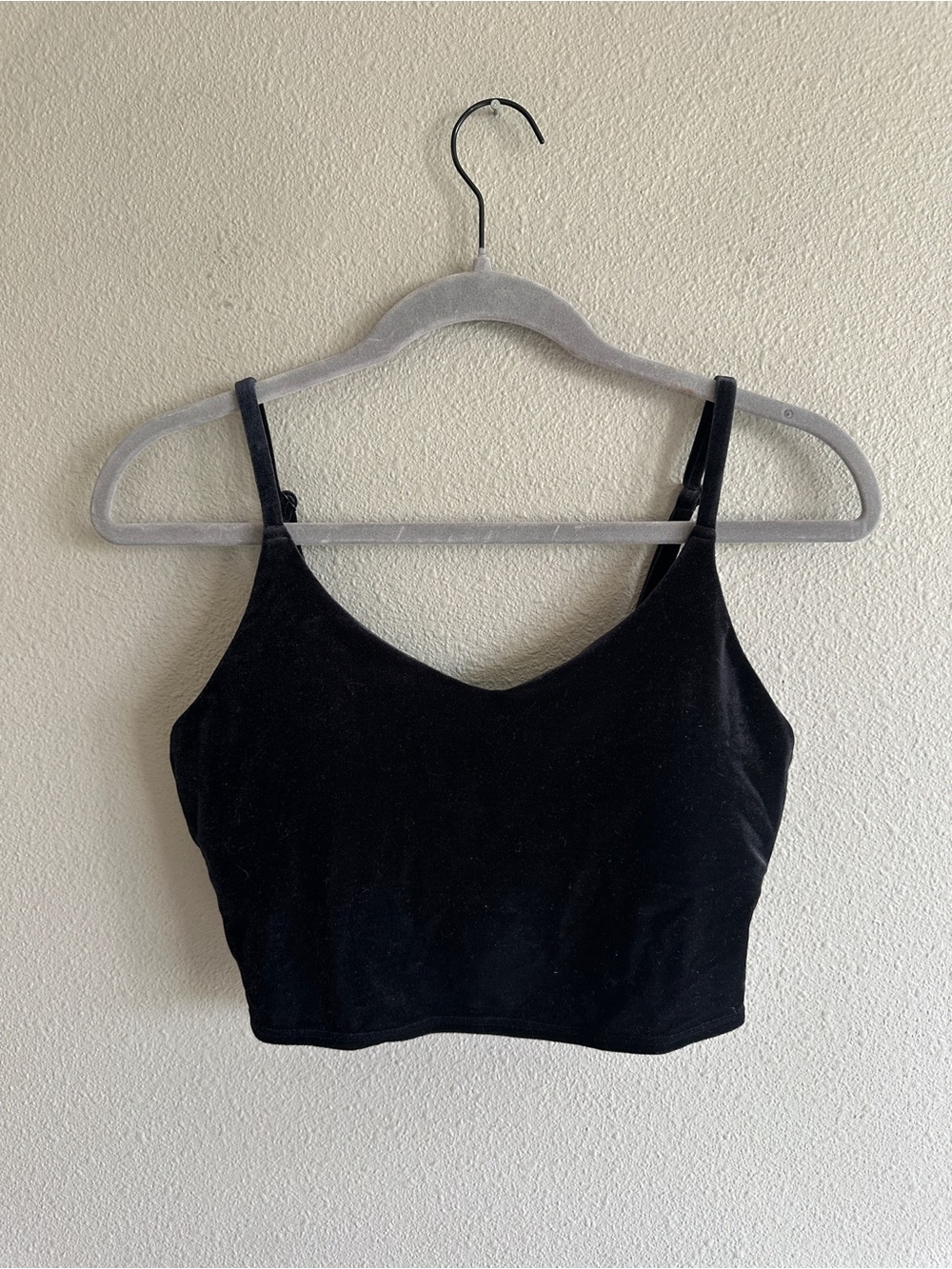 Athleta Black Elation V-Neck Velvet Crop Tank Medium